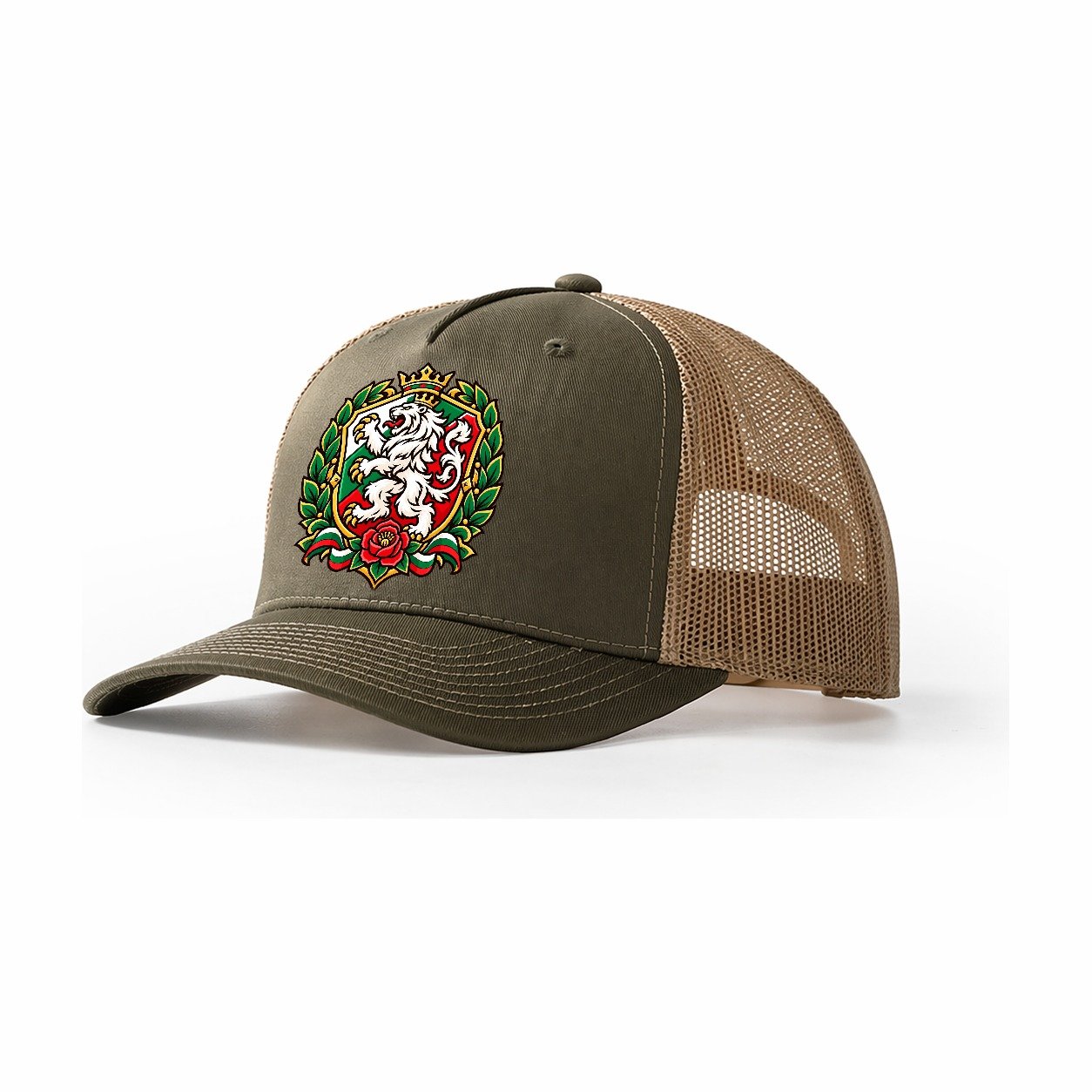Bulgaria Heraldic Crest Country Logos Trucker Hat – Olive Khaki