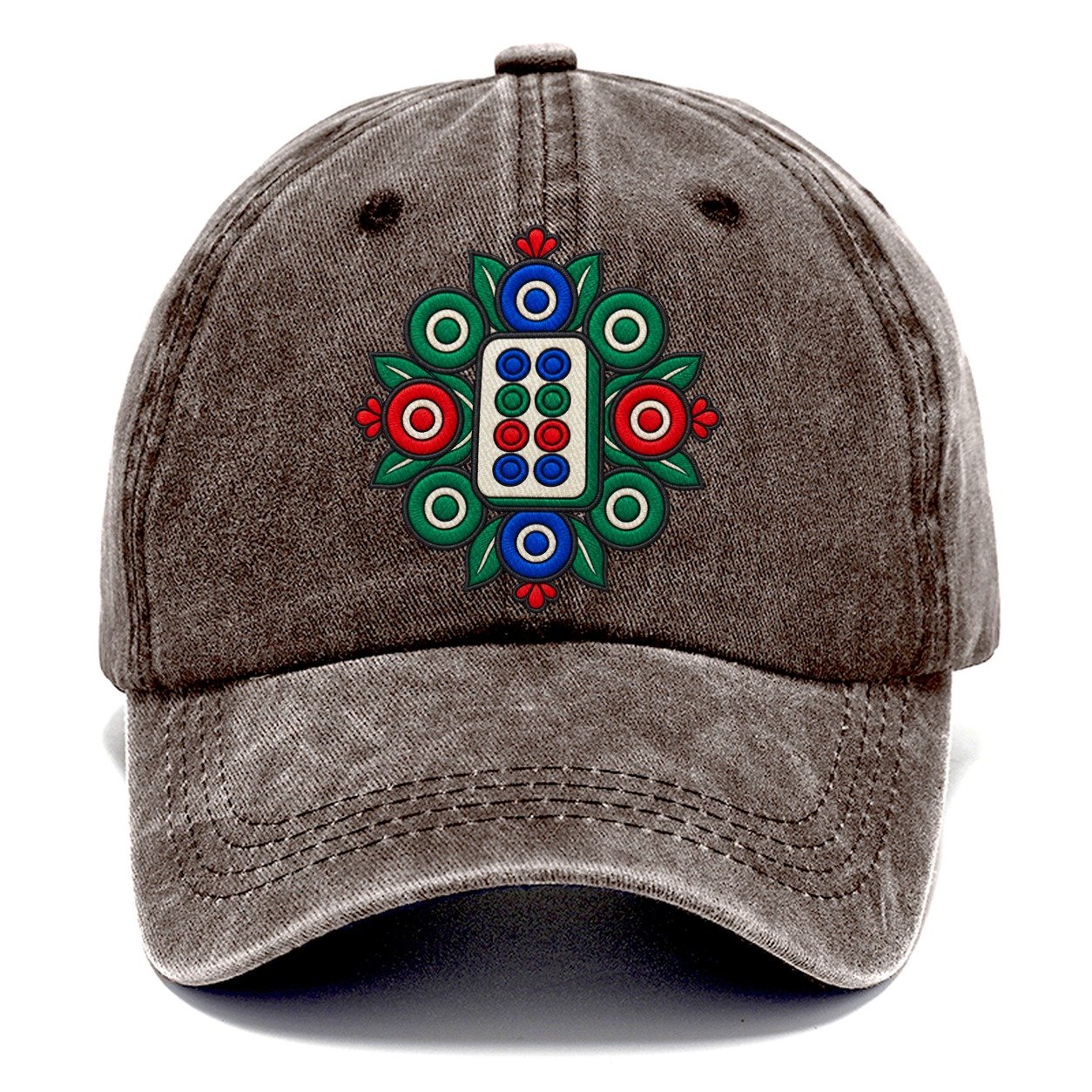 Eight Dot Bloom Mahjong Game Night Classic Cap – Brown