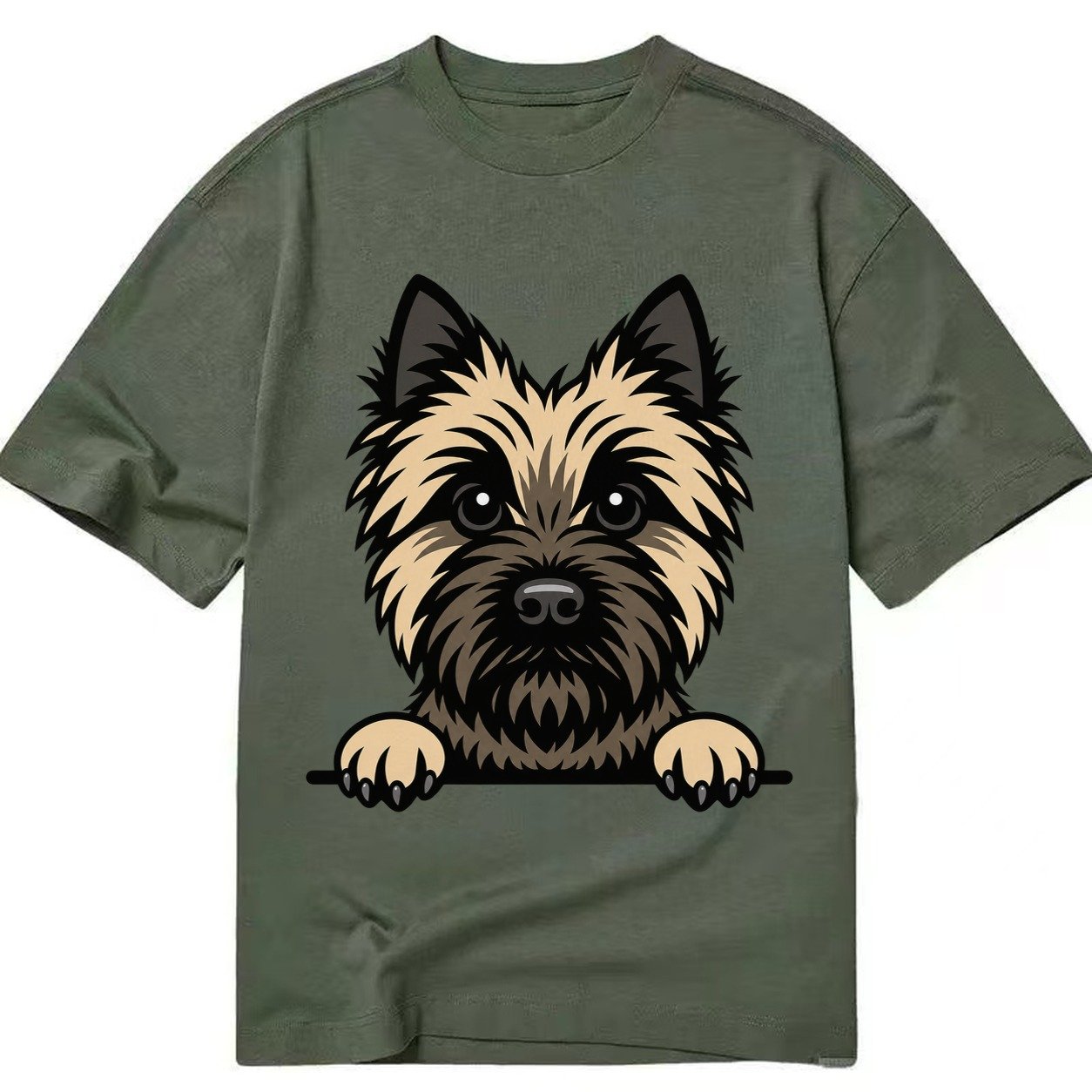 Cairn Terrier Wheaten Colored Pose Classic T-shirt – Army Green