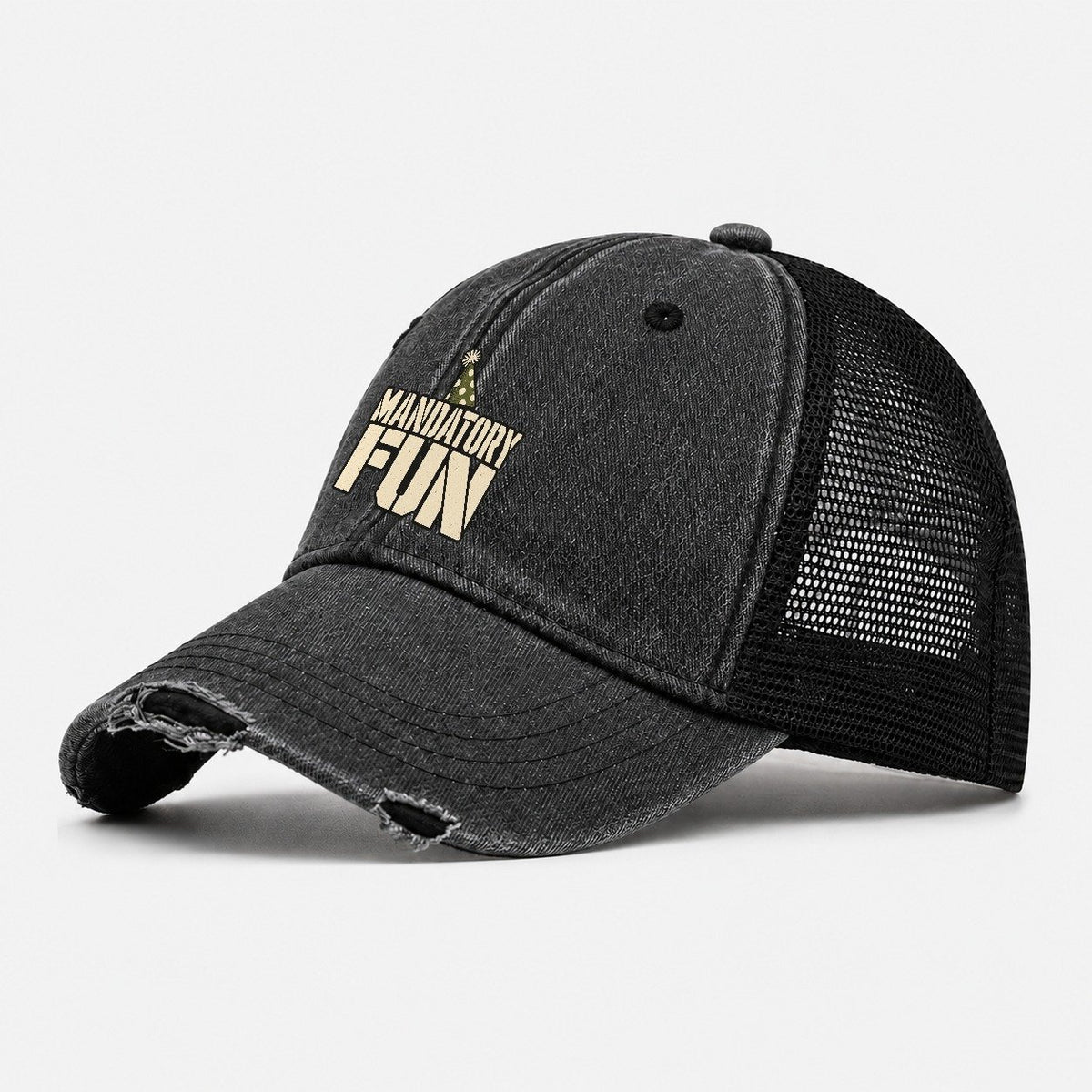 Mandatory Fun Barracks Wit Washed Trucker Hat – Black