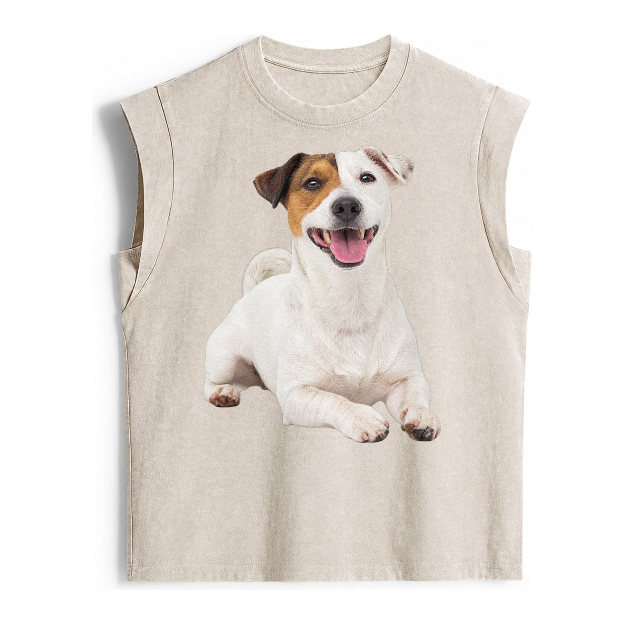 Jack Russell Terrier Dog Vintage Washed Tank – Beige