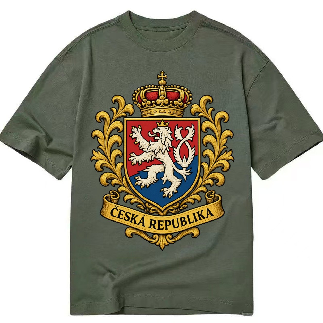 Czech Republic Lion Classic T-shirt – Army Green