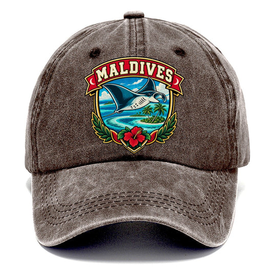 Maldives Retro Badge Country Logos Classic Cap – Brown