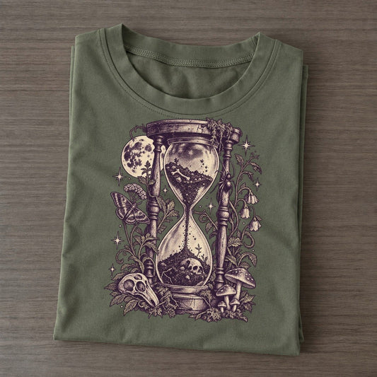 Graveyard Hourglass Midnight Haunt Classic T-shirt – Army Green