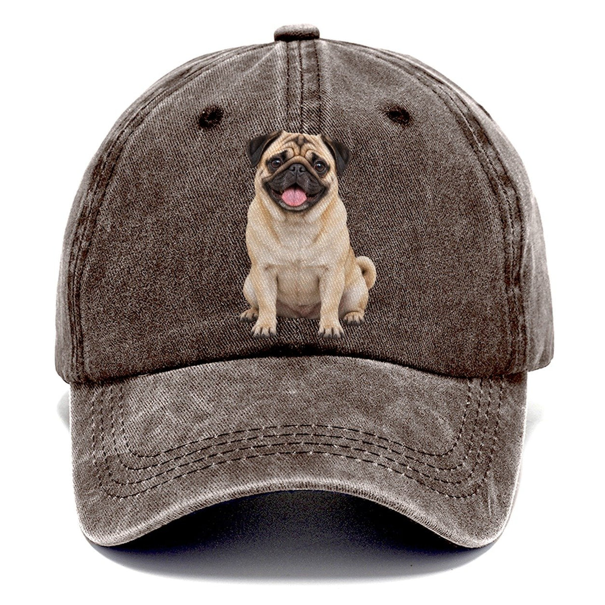 Pug Sitting Top Breeds Classic Cap – Brown