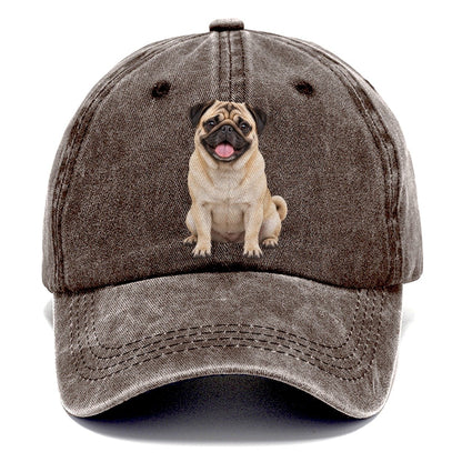 Pug Sitting Top Breeds Classic Cap – Brown