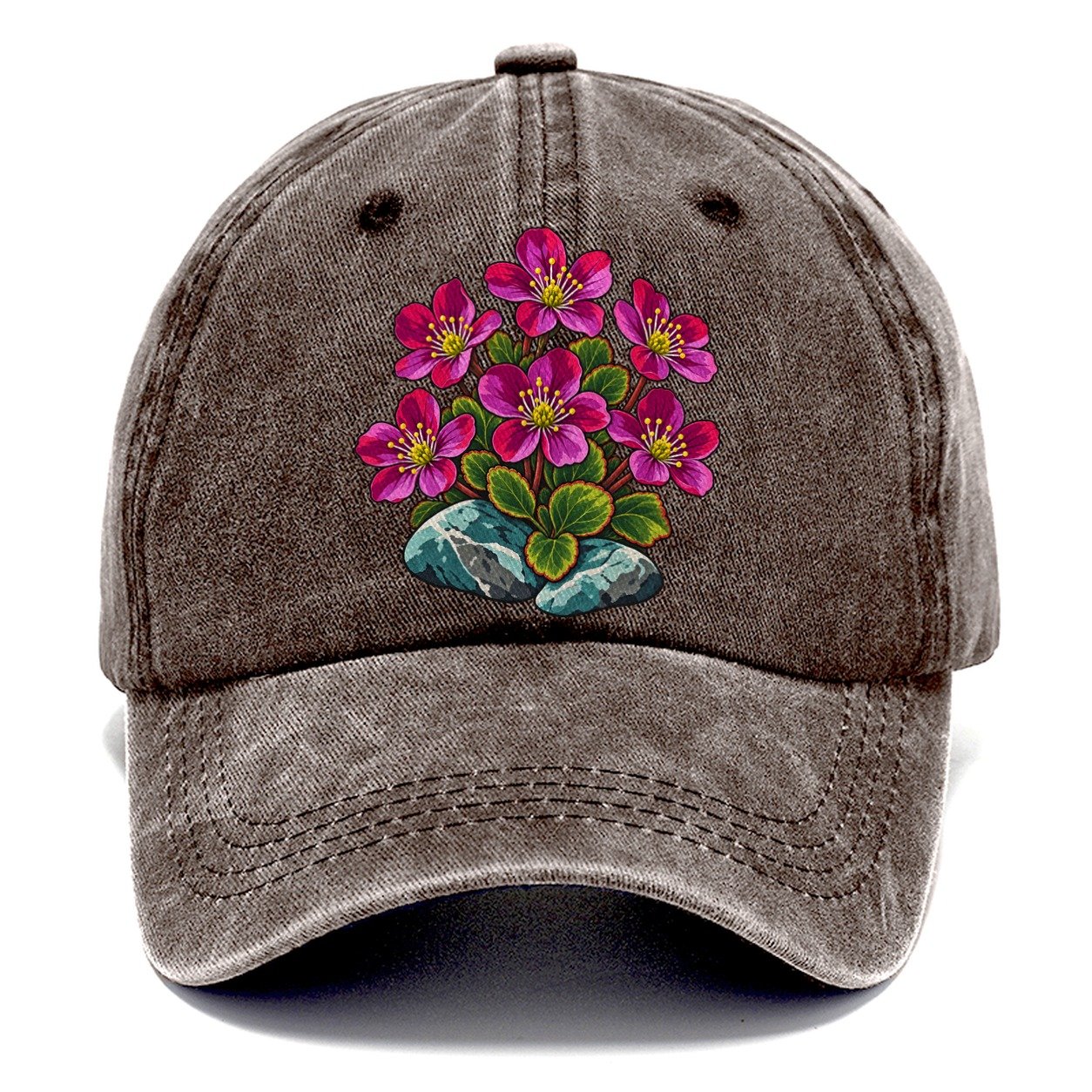 Nunavut Purple Saxifrage Canada Cultural Icons Classic Cap – Brown