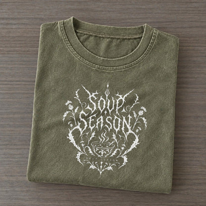 Soup Season Unreadable Feelings Vintage T-shirt – Army Green