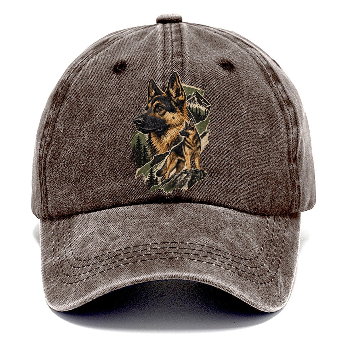 German Shepherd Mountain Portrait Classic Cap – Brown
