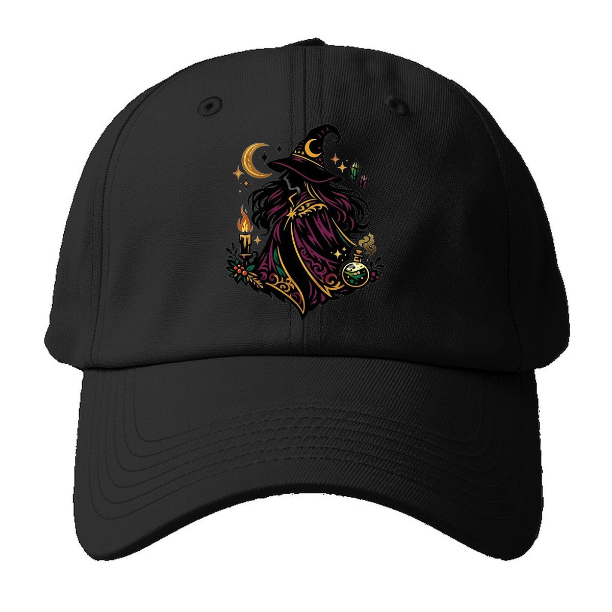 Elegant Witch Moon Crystals Baseball Cap – Black