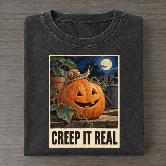 Creep It Real Painted Pop Culture Pun Vintage T-shirt – Black