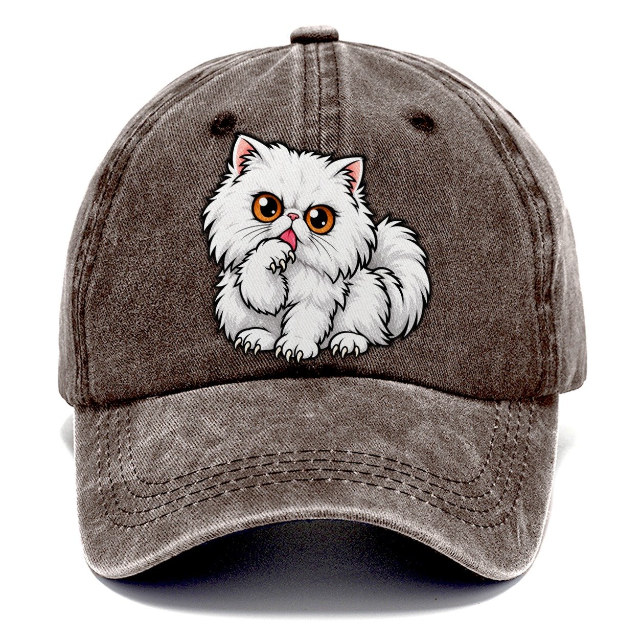 White Persian Grooming Peeking Cats Classic Cap – Brown