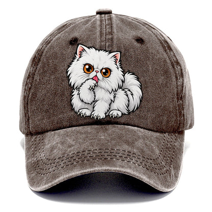 White Persian Grooming Peeking Cats Classic Cap – Brown