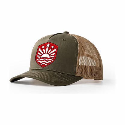Latvia Minimal Emblem Country Logos Trucker Hat – Olive Khaki