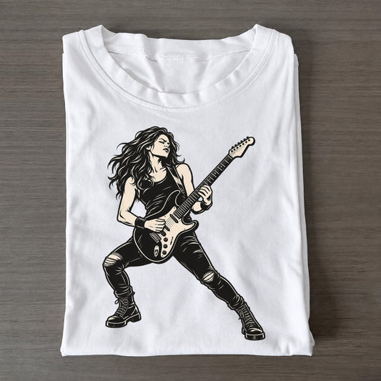 Electric Guitar Bent Note Global Music Ink Figures Classic T-shirt – White