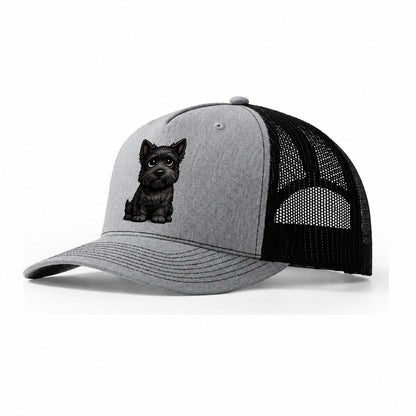 Scottish Terrier Sitting Sweetheart Trucker Hat – Sport Grey Black