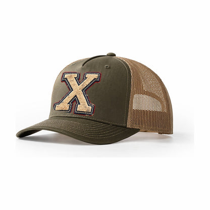 Varsity Chenille X Monogram Trucker Hat – Olive Khaki