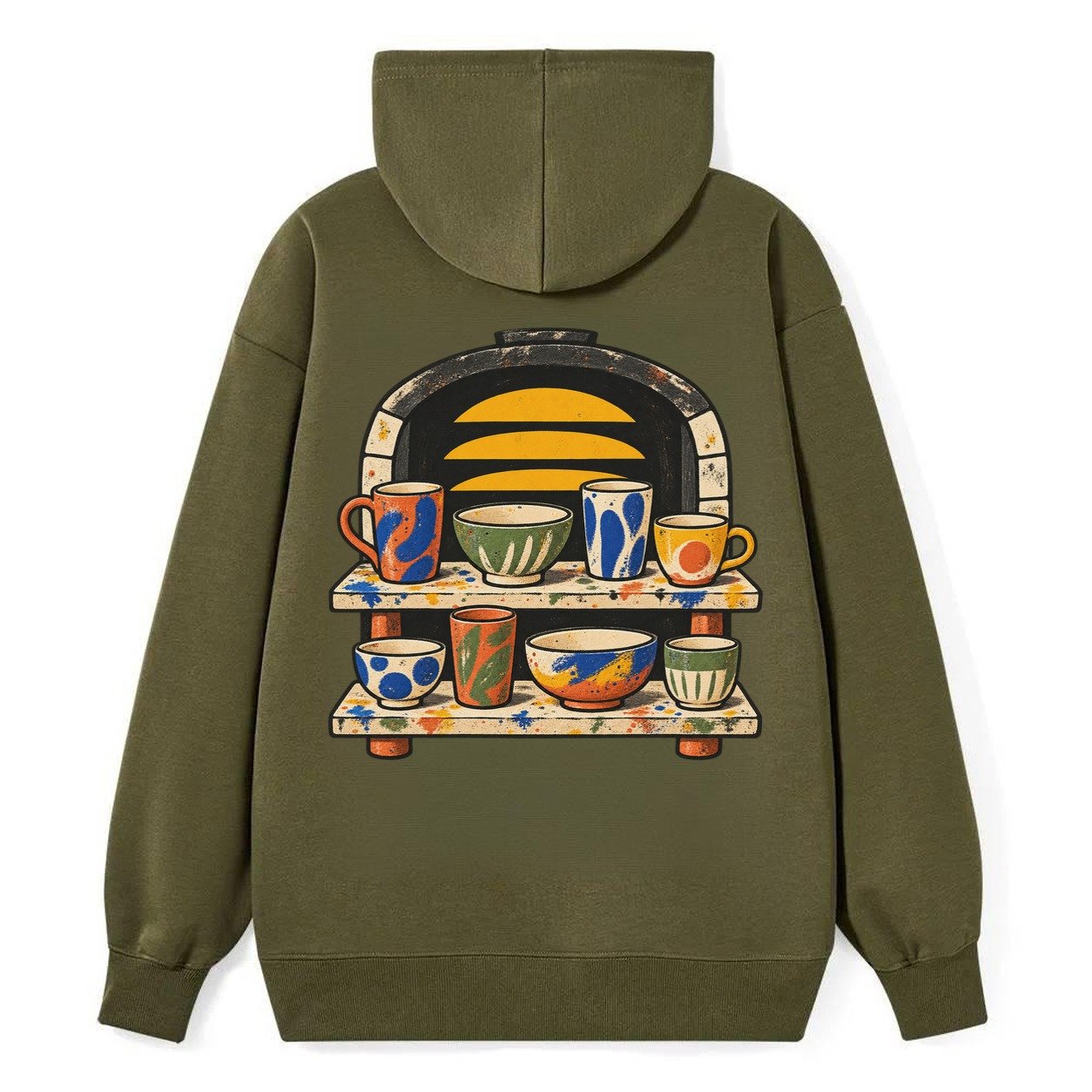 Kiln Shelf Sunrise Clay Color Makers Classic Pullover Hoodie – Armygreen