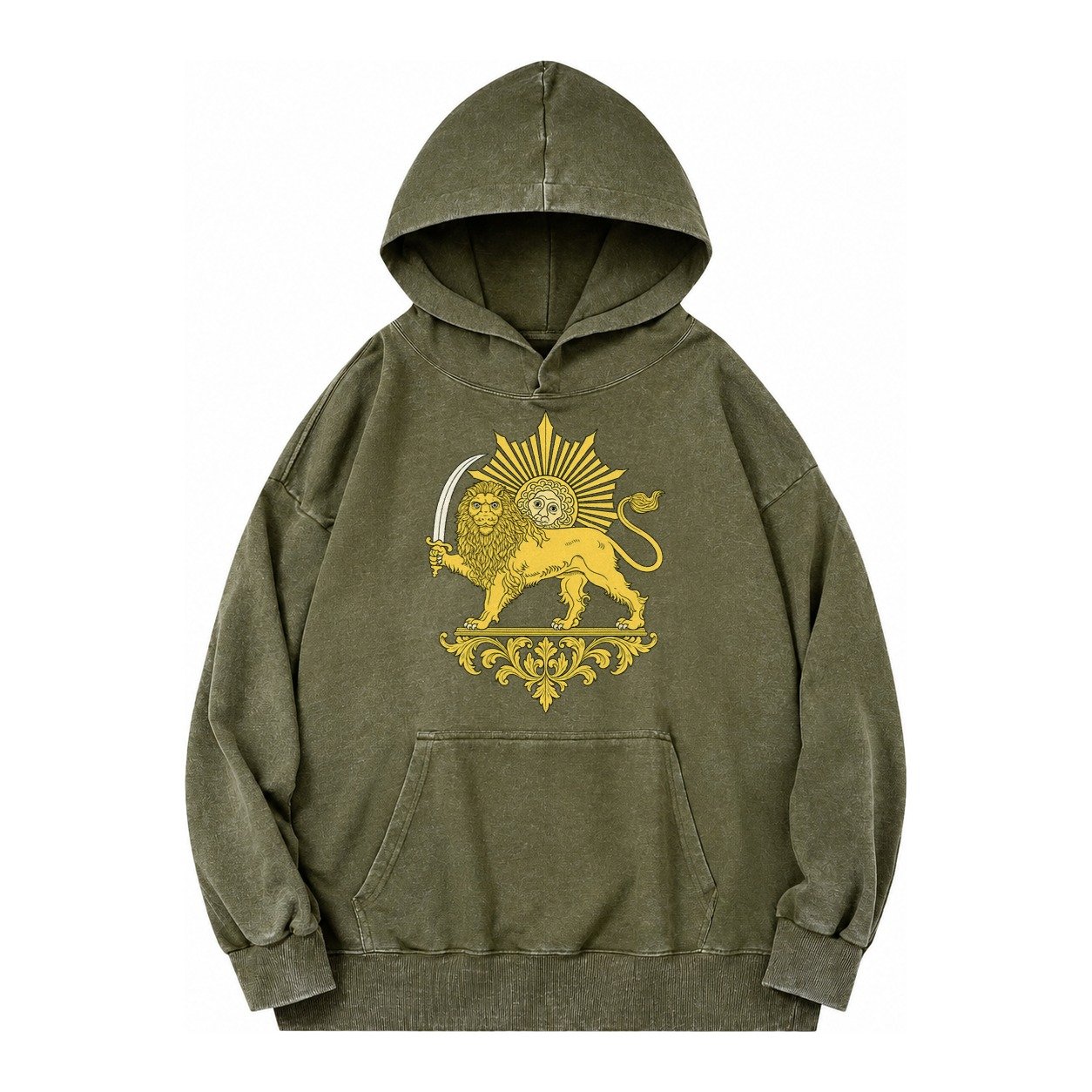 Shir O Khorshid Vintage Washed Hoodie – Army Green