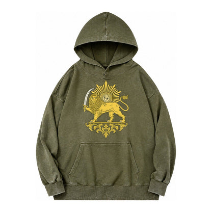 Shir O Khorshid Vintage Washed Hoodie – Army Green