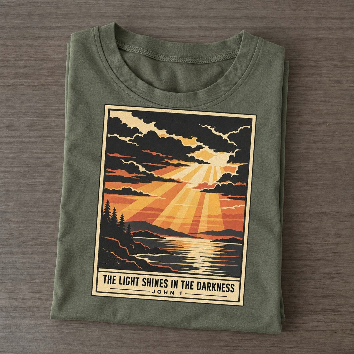 The Light Shines In Given Light Classic T-shirt – Army Green