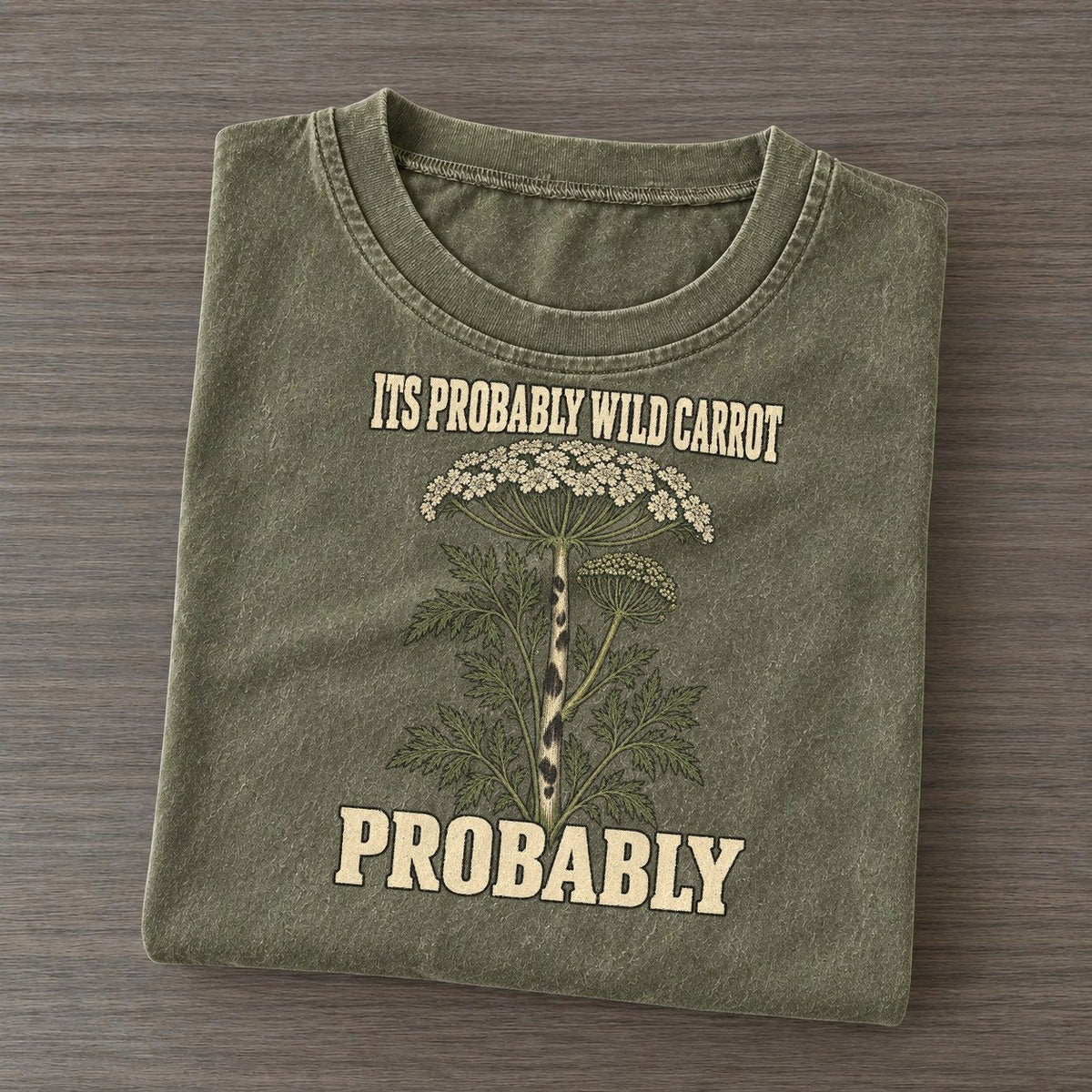 Probably Botanical Warnings Vintage T-shirt – Army Green