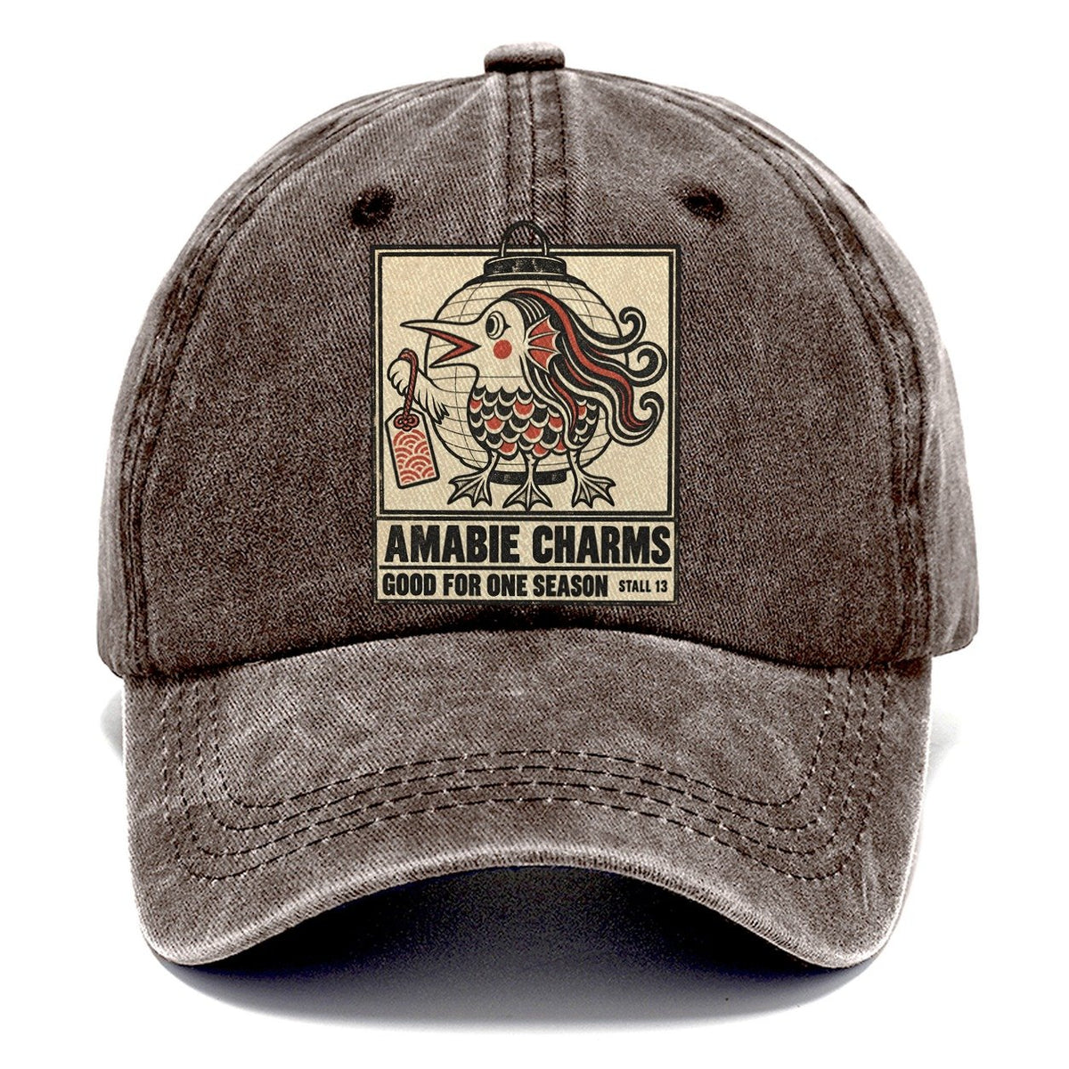 Amabie Charms Yokai Night Market Classic Cap – Brown