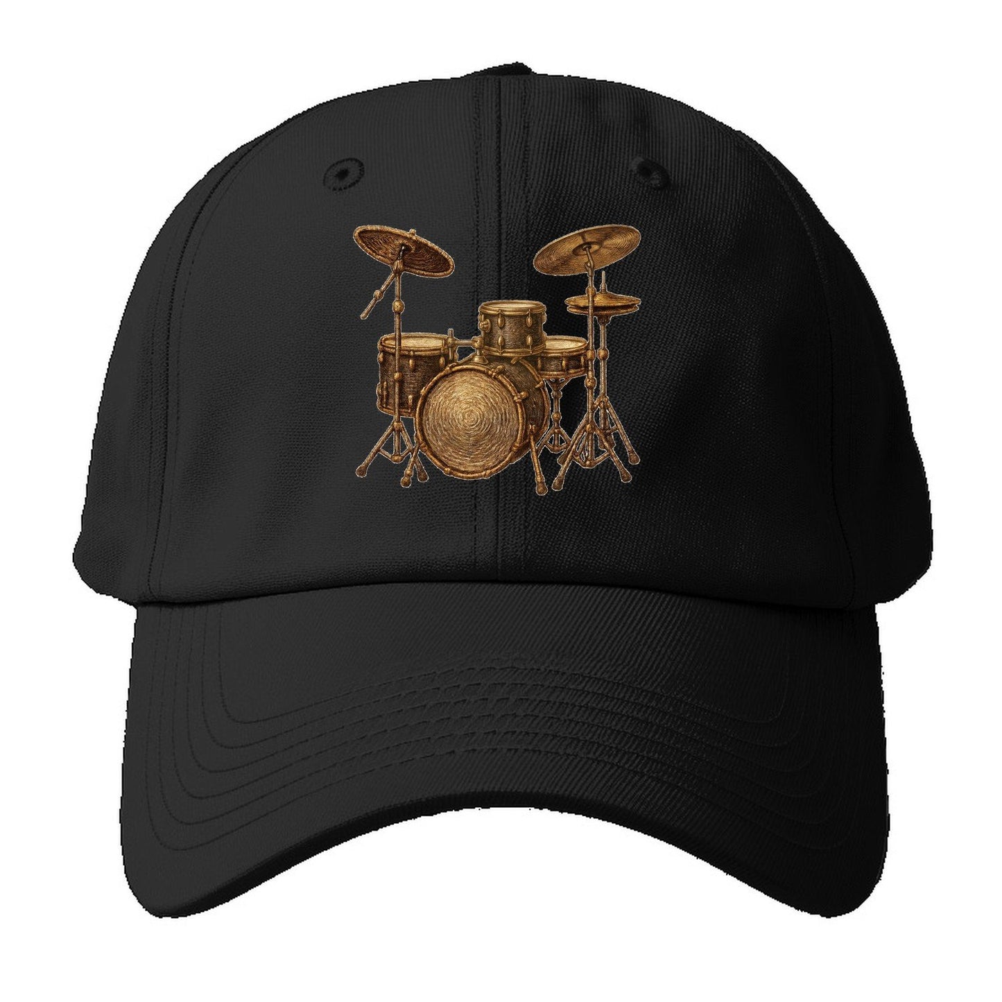 Golden Drum Set Baseball Cap – Black