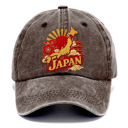 Japan Rising Sun Map Classic Cap – Brown