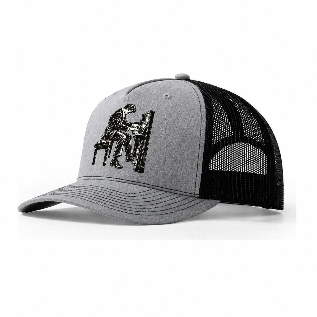 Pianist Strong Chord Global Music Ink Figures Trucker Hat – Sport Grey Black