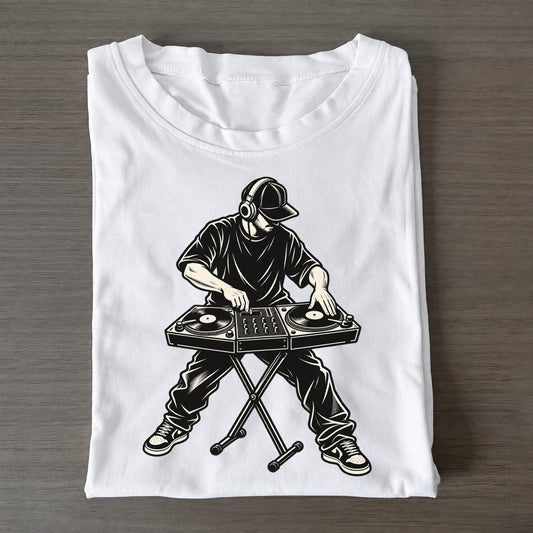 Dj Mixer Crossfade Global Music Ink Figures Classic T-shirt – White
