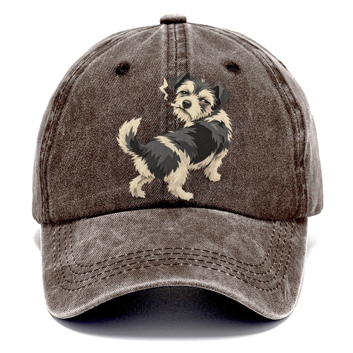 Scruffy Dog Smoking a Cigarette Classic Cap – Brown