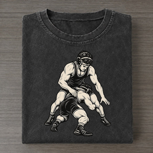 Wrestler Sprawl Defense Global Sports Ink Figures Vintage T-shirt – Black