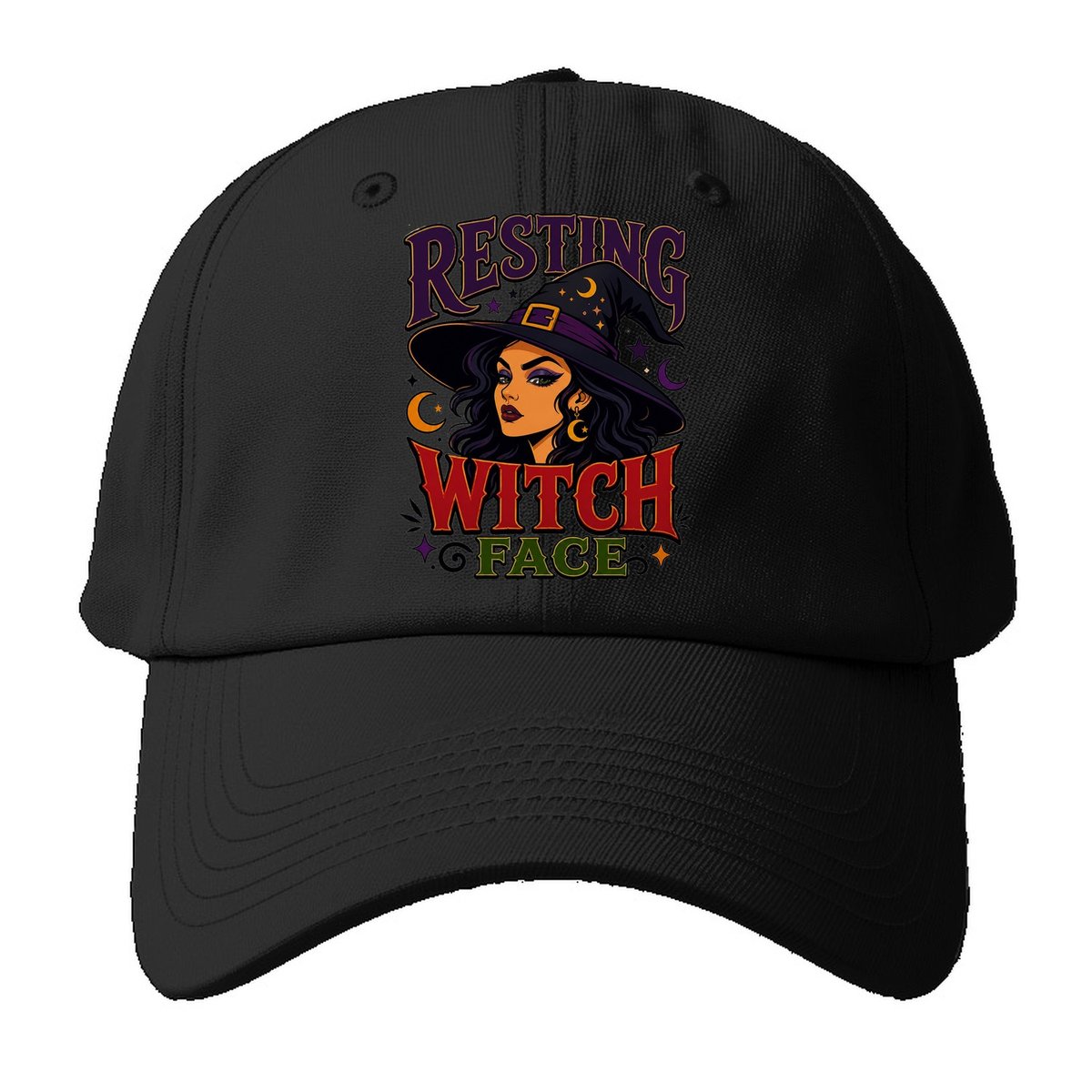 Resting Witch Face Baseball Cap – Black