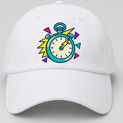 Lightning Stopwatch 90S Running Clubs Baseball Cap – White