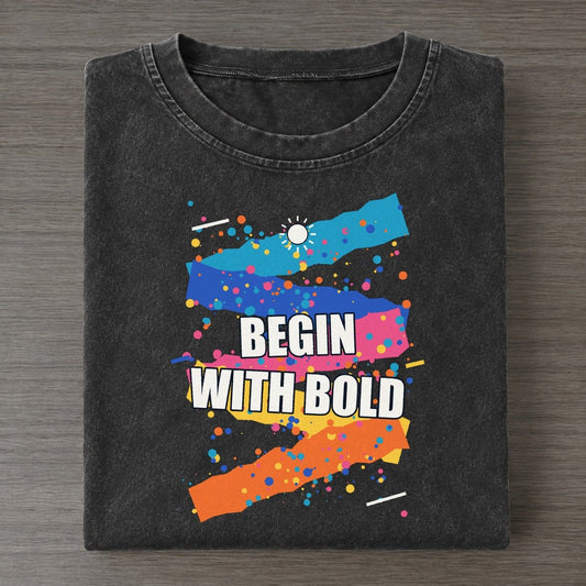 Begin With Bold Colorburst Uplift Vintage T-shirt – Black