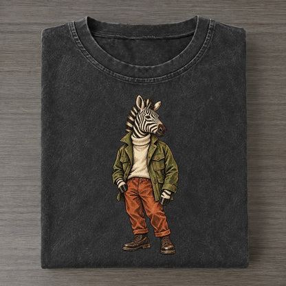 Zebra Wardrobe Portrait Wild Wardrobe Portraits Vintage T-shirt – Black