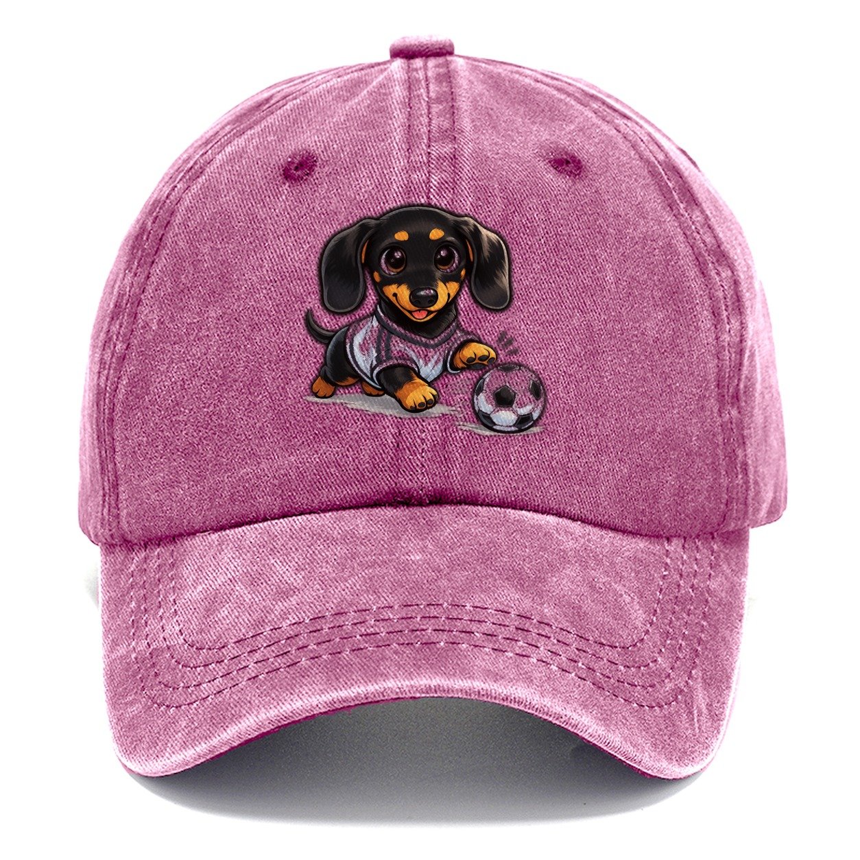 Dachshund Kicking Soccer Ball Classic Cap – Dusty Rose