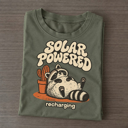 Solar Powered Raccoons Off Duty Classic T-shirt – Army Green