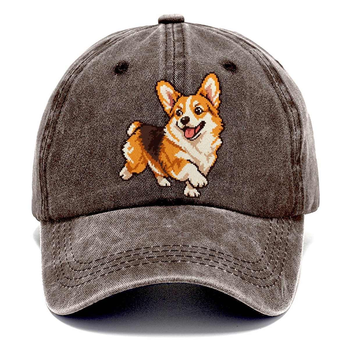 Pixel Art Corgi Classic Cap – Brown