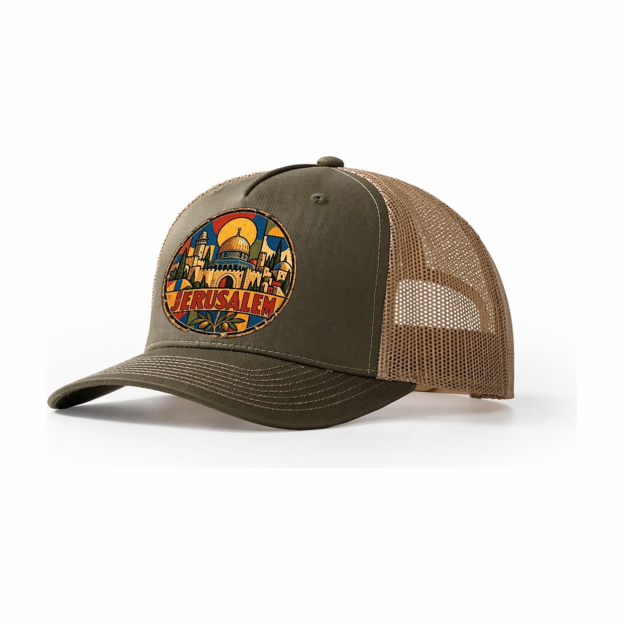 Bauhaus Jerusalem Poster Mark Jerusalem Trucker Hat – Olive Khaki