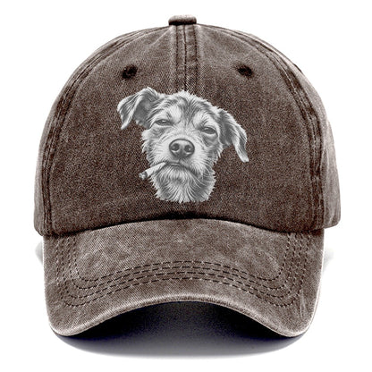 Mixed Breed Mutt A Loosely Hand Rolled Cigarette Smoking Dogs Smoking Dogs Portraits Classic Cap – Brown