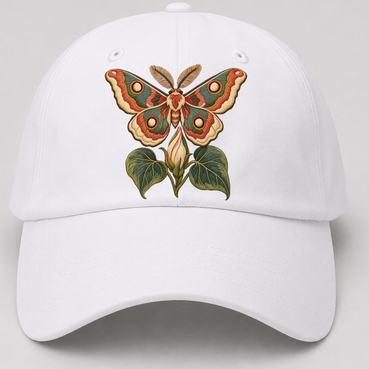Silk Moth Moonflower Rest Gentle Wild Baseball Cap – White