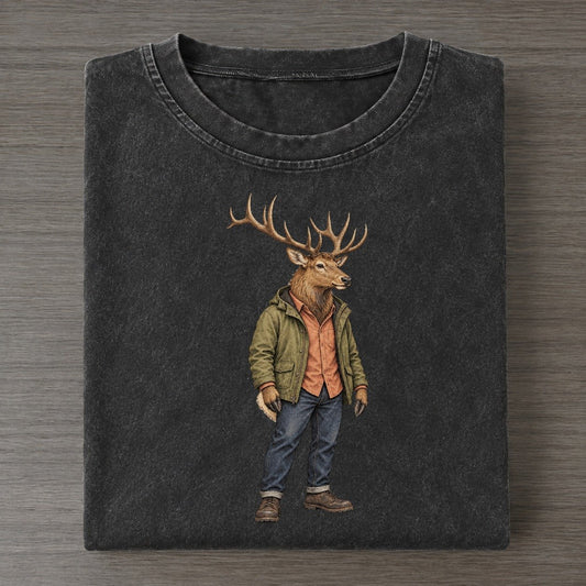 Elk Wardrobe Portrait Wild Wardrobe Portraits Vintage T-shirt – Black