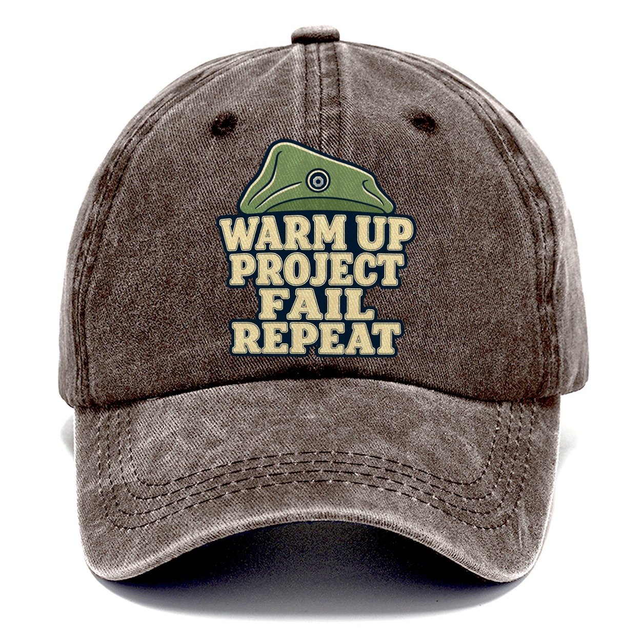 Warm Up Project Fail Repeat Rock Climbing Classic Cap – Brown