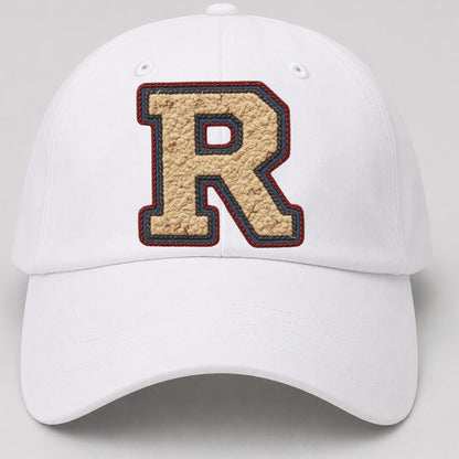 Varsity Chenille R Monogram Baseball Cap – White