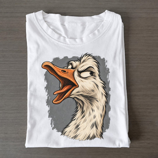 Goose Expressive Portrait Wild Grin Gallery Classic T-shirt – White