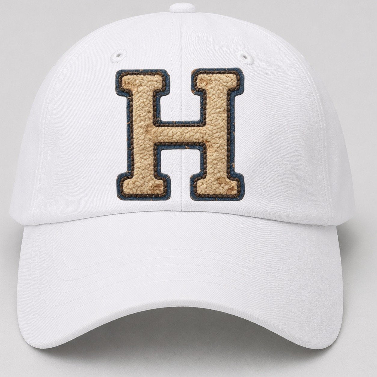 Varsity Chenille H Monogram Baseball Cap – White