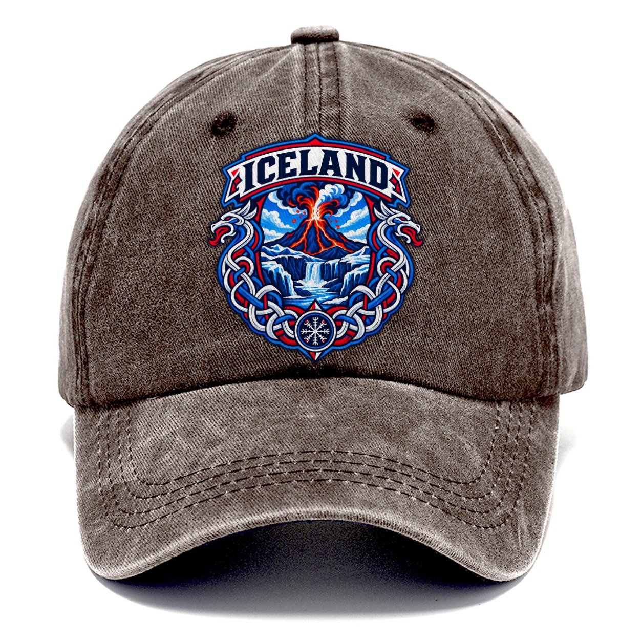 Iceland Retro Badge Country Logos Classic Cap – Brown
