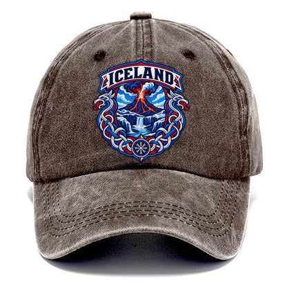 Iceland Retro Badge Country Logos Classic Cap – Brown
